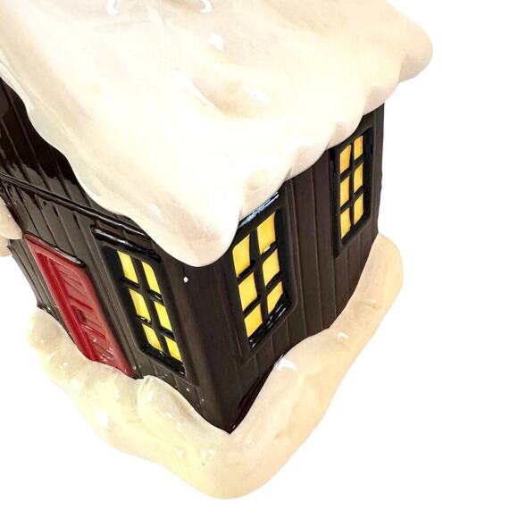 SCM Designs Snow Covered Ceramic Snowman Winter House Cookie Jar - Picture 4 of 10